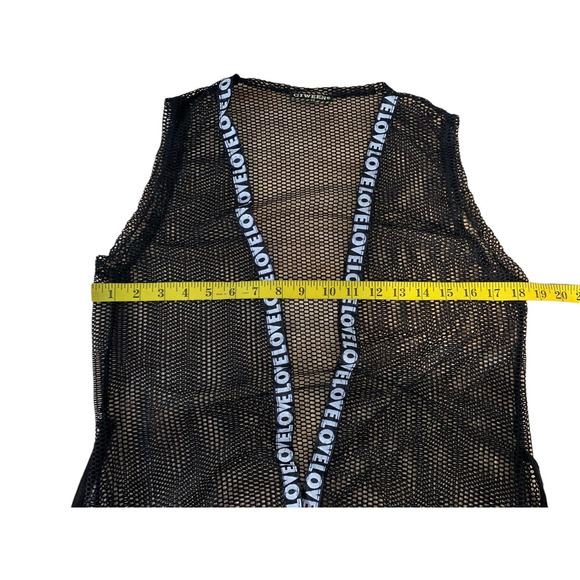 Vintage Giween Euro Mesh Fishnet Wrap Robe Black Boho Funky - Picture 6 of 8